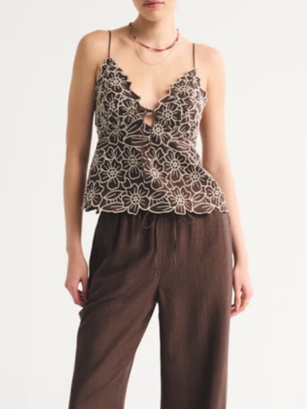 A&F Scarlett Linen Blend crochet tank